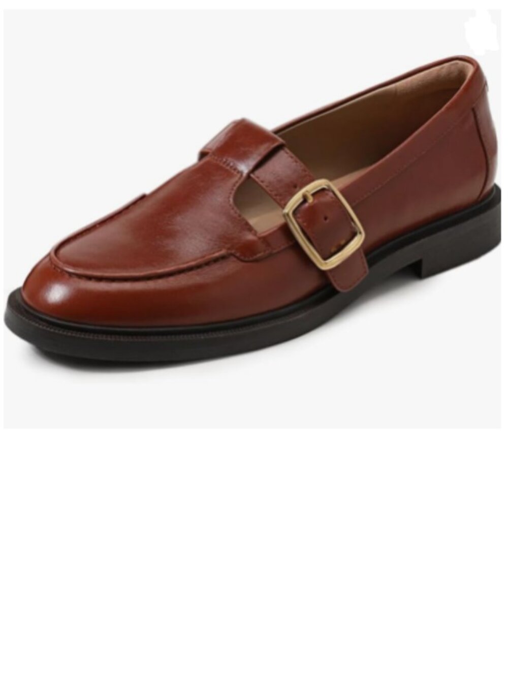 YDN Maroon Low Heel Round Toe Chunky Heels Adjustable Buckled T-Strap Loafers